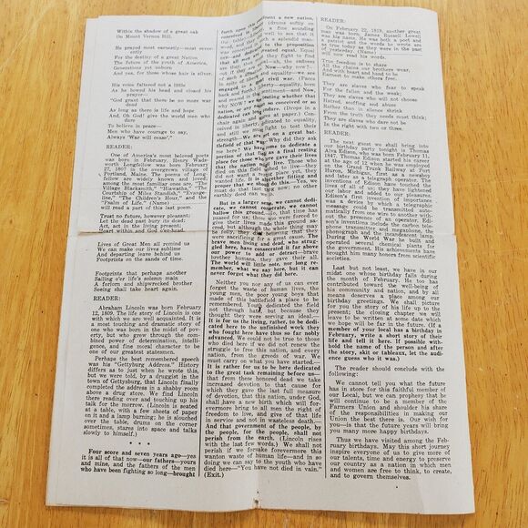 1951 Farmers Union Action Letter February Lincoln Gettysburg Address Edison - Picture 2 of 12